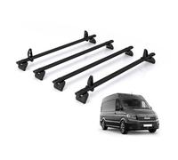 Rhino Roof Rack For Man Tge (2017+) 4X Aluminium Roof Bars - Kammbar Black - Vc4Ba