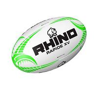 Rhino Rapide XV Rugby Ball, White/Green, Size 5