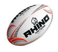 Rhino Unisex's Meteor Match Rugby Ball Size 5, White, 5