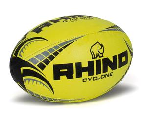 RHINO RUGBY UNION BALL CYCLONE SIZE 5 YELLOW 3D GRIP TRAINING