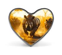 Rhino Running Cute Heart Lapel Pin Brooch Badge Clothes Jewelry Accessories for Men Women