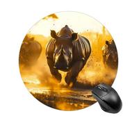 Rhino Running Round Gaming Mousepad Rubber Base Desk Mat for Office Laptop Computer