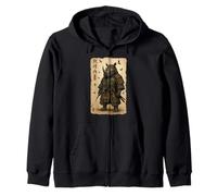 Rhino Samurai Art Japanese Vintage Zip Hoodie