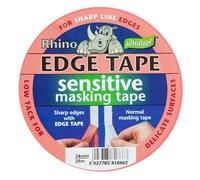 Rhino Sensitive Edge Masking Tape, Pink, 36mm x 25m - Low Tack Painters Tape for Delicate Surfaces, Clean Removal (4)