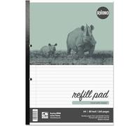 RHINO Stationery A4 Refill Pad 80 Leaf/160 Page | 8mm Ruled with Margin | Pack of 10 - Side Binding & Quality Paper - Ideal for Students, Schools & Offices