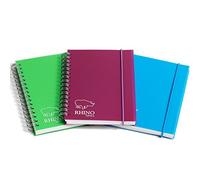 Rhino Stationery A6 Twinwire Notebook | Hardback Notebooks | 200 Pages | Lined Notepad | Assorted Colours | Journal Notebook | Pack of 6
