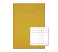 Rhino Stationery Exercise Book | A4 | 80 Page | 10mm Squared Exercise Book | Yellow | Learning Resources | School Books | Pack of 1