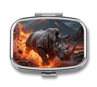 Rhino Steel Pill Box Travel Pill Organizer with 2 Weekly Pill Compartments with One Day Mirror, Medication Organizer for Purse, Pocket or Wallet