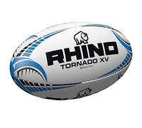 Rhino Tornado XV Rugby Ball, Size 4, White/Blue