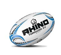 Rhino Tornado XV Rugby Ball, Size 4, White/Blue