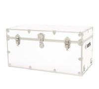 Rhino Trunk & Case Leather Embossed Vinyl XXL Trunk, College Chest, Home Storage, Dorm Seat, Lockable Student Footlocker, Strong Trunks, 1000+ Pounds Sitting Capacity 36"x18"x18" (White)