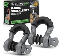 Rhino USA D-Ring Shackles (2-Pack) - 18,983kg Break Strength - Heavy-Duty 1.9cm Clevis Shackle with 2.2cm Pin for Towing & Off-Road Use - Pairs with Tow Strap for Vehicle Recovery (Grey)