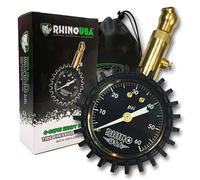 Rhino USA Heavy Duty Tyre Pressure Gauge (0-60 PSI) - Certified ANSI B40.1 Accurate, Large Glow Dial, 360 Swivel Head, Solid Brass Hardware - Car Tyre Pressure Gauge for Any Car, Truck, Motorbike, RV