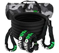 Rhino USA Kinetic Tow Rope 13,000kg (2.2cm x 9m) - Heavy Duty Offroad 4x4 Snatch Strap Recovery Kit - Includes 2 Soft Shackles for UTV, ATV, Truck, Car, Tractor, Emergency Car Kit - Black