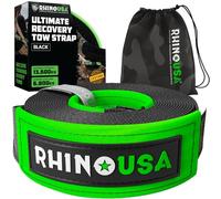 Rhino USA Recovery Tow Strap (7.6 cm x 9.1 m) - 13,600 kg Break Strength - Emergency Recovery Strap Tow Rope for Truck, UTV, ATV & More - Heavy Duty Towing Strap for Offroad 4X4 Use - Black