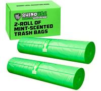 Rhino USA Scented Portable Toilet Bags (2 Rolls) - Camping Waste Bags | Mint-Scented. 2 Rolls, Easy Tear-Off for Camping & RV. Replacement Liners for 19-Litre Bucket Toilets & Portable Potties.