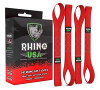Rhino USA Soft Loop Motorcycle Tie-Down Straps 4PK - 10 427lb Max Break Strength 1.7 x 17 Heavy-Duty Tie Downs for use w/Ratchet Strap Red 4-Pack