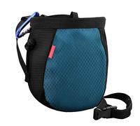 Rhino Valley Climbing Chalk Bag, No Leak Drawstring, Adjustable Belt, Carabiner Clip and Zippered Pockets Chalk Bag for Climbing, Cross Fit, Weight Lifting & More - Black & Royal Blue