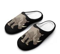 Rhino Vector Men's Cotton Slippers Size Cozy Memory Foam Soft Lightweight House Shoes Size7-14