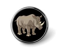 Rhino Vector Round Lapel Pin Brooches Badge Holder for Clothes Bags Backpack Hats