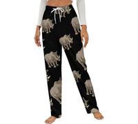 Rhino Vector Womens Flannel Pyjama Casual Wide Lounge Pants Soft Pj Bottom with Drawstring Sleepwear S