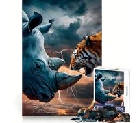 Rhino Vs Tiger, Animals Art 1000 Piece Jigsaws for Adults Puzzle Strengthen Recall Stress Relief Quality Edge Bday Surprise (50x75cm)