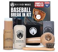 Rhino Wax - Baseball Glove Ultimate Break-in Kit - Includes Premium Oil for Ball Gloves, Mitt Conditioner, Hardwood Mallet, Wrap, Brush, and Microfiber Cloth - This is How to Break in a Glove Fast