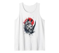Rhino With Japanese Sun Vintage Art Tank Top