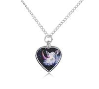 Rhino with Purple Horns Cute Pet Urn Necklace Cremation Jewelry for Ashes Heart-shaped Pendants for Dog Cat Lover