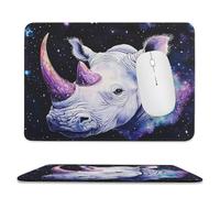 Rhino with Purple Horns Trendy Gaming Mouse Pad Rubber Base Non-Slip Large Desk Mat Home Office 7.9"x9.4"
