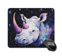 Rhino with Purple Horns Trendy Gaming Mouse Pad Rubber Base Non-Slip Square Desk Mat Home Office 25 * 30cm