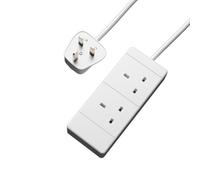 rhinocables 13A UK Extension Cord | Double Socket Cable for Reliable Power in Homes & Offices | BS1363/A Approved 230V Wire, White (3m)