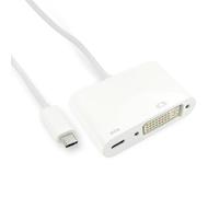 rhinocables 15cm USB-C to DVI Adapter with Power Delivery - Connect Laptops, MacBooks & Tablets to Legacy DVI Monitors, Projectors & Screens | Charge While in Use - Compact Cable for Office & Home