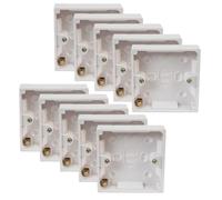 rhinocables 16mm Ethernet Back Box for Faceplates | Surface-Mounted Pattress Wall Box | Fits Single Gang RJ45 Wall Plate for CAT5e & CAT6 Network Sockets | Durable Plastic with Brass Ports (10 Pack)