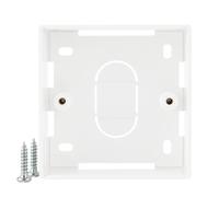 rhinocables 16mm Ethernet Back Box for Faceplates | Surface-Mounted Pattress Wall Box | Fits Single Gang RJ45 Wall Plate for CAT5e & CAT6 Network Sockets | Durable Plastic with Brass Ports (1 Pack)