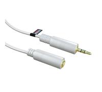 rhinocables - 3.5mm Gold Stereo Extension Jack Cable | Male to Female Extender Lead | Compatible with Tablets, Phones & Headphones | Secure Audio Connection | 20m, White