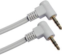 rhinocables - 3.5mm Stereo Jack Right Angled Male to Male Aux Cable | Gold Flashed Connectors | Ideal for Tight Spaces | Durable Audio Connectivity, White, 2m
