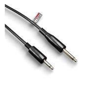 rhinocables 3.5mm to 6.35mm Mono Jack Audio Cable | Aux TS Lead with Gold-Plated Connectors | 1/8" to 1/4" Male Plug for Guitar, Amps, Sound Mixers, Headphones, Laptops & More (Black, 50cm)