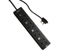 rhinocables 4 Gang Individually Switched Mains Extension Lead (3m, Black)