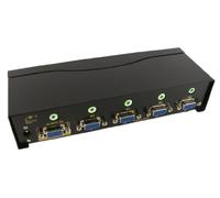 rhinocables 4 Way SVGA VGA Signal Splitter Boost Box with 3.5mm Stereo Audio 1 to 4 Screens Duplicate | 450Mhz Video Bandwidth