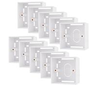 rhinocables 45mm Ethernet Back Box for Faceplates | Surface-Mounted Pattress Wall Box | Fits Single Gang RJ45 Plate for CAT5e, CAT6 & CAT6a Network Sockets | Durable Plastic with Brass Ports (10 Pack)