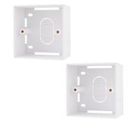 rhinocables 45mm Ethernet Back Box for Faceplates | Surface-Mounted Pattress Wall Box | Fits Single Gang RJ45 Plate for CAT5e, CAT6 & CAT6a Network Sockets | Durable Plastic with Brass Ports (2 Pack)
