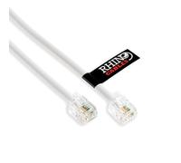 rhinocables ADSL RJ11 High-Speed Telephone & Internet Cable | Universal Compatibility for BT, Modem, Router, Landline & Broadband | Durable Copper Core for Optimal Signal (15m,White,Pack of 10)
