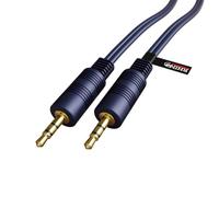 rhinocables Blue Shielded Jack Cable Stereo 3.5mm Jack Plug Audio AUX Cable Gold Ends Male - Male Moulded Connectors Headphones (20m)