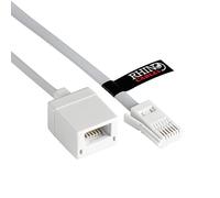 rhinocables BT Telephone Extension Cable, Male Plug to Female Socket Box Lead Wired for UK Landline Phone Cord Extension, Home and Office, Fax, Modem, White (2m)