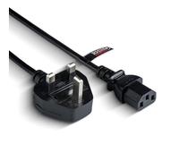 rhinocables C13 Power Extension Cable (1.8m) UK 3-Pin to IEC C13 Lead for Computers, Screens, Printers & Photocopiers | Durable Kettle-Style Mains Cord for Home & Office Workstations, Black