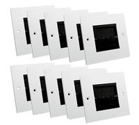 rhinocables Cable Brush Faceplate | Single Gang White Wall Entry Plate for Hiding HDMI, Ethernet & TV Wires | Wall-Mount for Multimedia Devices Leads | Quick-Fit Screw Install (Black, 10 Pack)