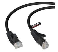 rhinocables CAT 6 High-Speed Gigabit Ethernet Cable - Patch Network Lead for LAN| Snagless UTP With LSZH Jacket | RJ45 Connector - Internet, Router, Modem, Smart TV, PC & More (15m, Black, Pack of 1)