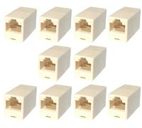 rhinocables - Cat5e RJ45 Ethernet Coupler | Female to Female Connector | Easy Plug & Play | Gold-Plated Contacts for Enhanced Connectivity | Neutral Beige, 10 Pack