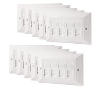 rhinocables CAT6 Ethernet Faceplate | Single 1, Double 2 & Quad 4 RJ45 Gang Wall Sockets | CAT 6 Setup for Printers, VoIP, Phones & More | Network Expansion for Home or Business (4 Port,Pack of 10)